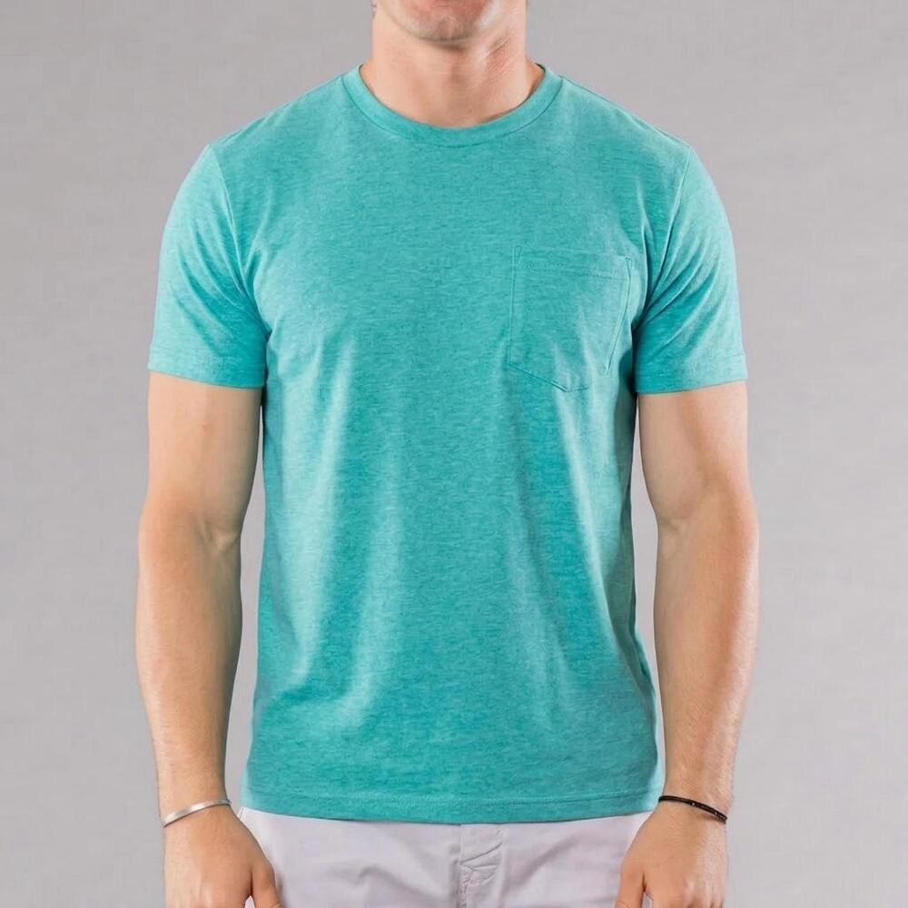 NEW MICHAEL'S SWIMWEAR solid crew neck t shirt in aqua